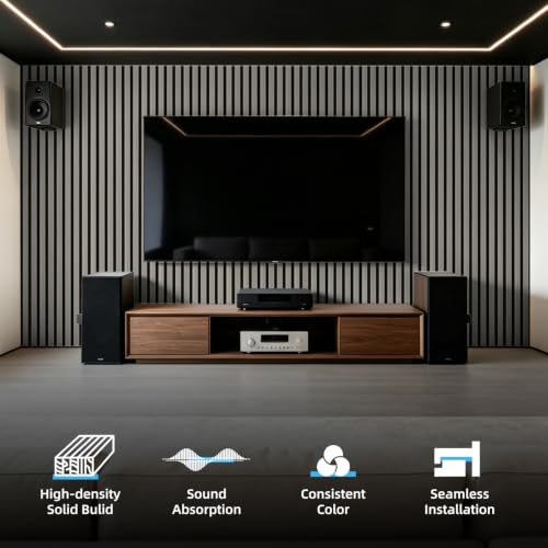 Image of Art3d 6-Piece Wood Acoustic Panels for Noise Reduction, 3D Textured Wall Paneling for Living Room Bedroom TV Background Interior Decor, Grey Oak