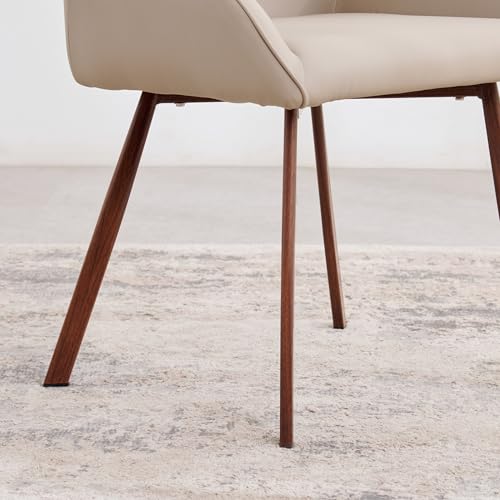 Image of Home Centre | Dune Set of 2 Faux Leather Dining Chairs | Dining Chair for Home | Metal | Beige | 1 Year Warranty