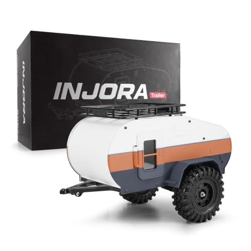 Injora Scale Teardrop Trailer White Orange