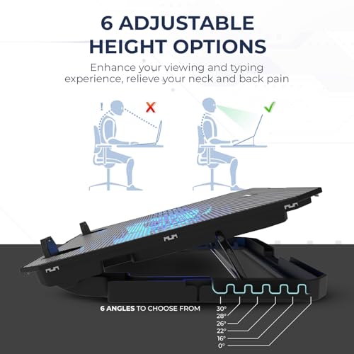 EvoFox Frost Laptop Cooling Pad with Silent Fans, 5 Adjustment Level, Silicon Pads, Iron mesh and Blue LED Lights, 2 USB Ports, for Laptops Upto... - Image 4