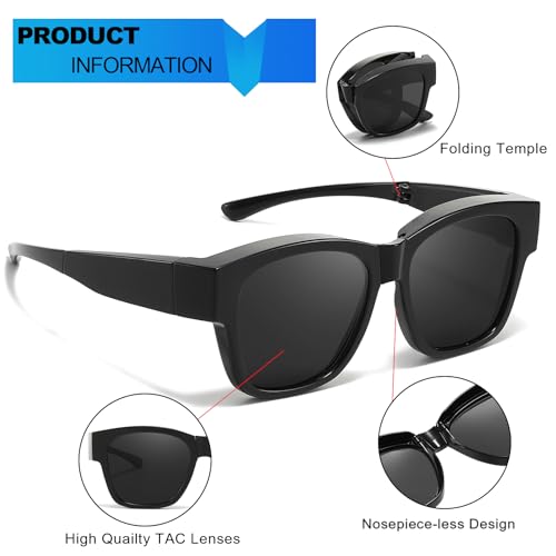 Trysee Foldable Fit Over Sunglasses for Women Men Polarized UV Protection Folding Sun Glasses with Case TS81394