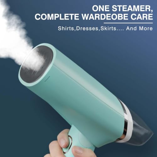 Image of Foldable Garment Steamer for Clothes| Ultra Fast 15s Heat-Up Powerful Wrinkle Remover | Travel Portable & Lightweight | Vertical Steam Use (Mint Green)