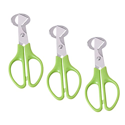 BESTonZON 3個 ステンレス製刃先鋭利うずら卵カッター 滑り止めハンドル付き 多用途キッチン用卵殻はさみ 簡単素早く殻を切断可能
