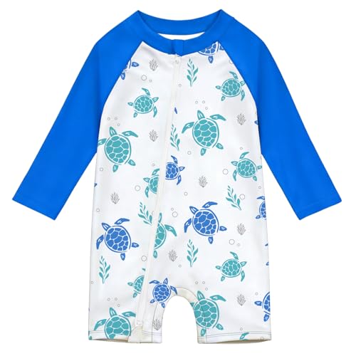 Product Image of the Infant Swimsuit Boy 2 Way Zipper Toddler Bathing Suits Blue Turtle 9-12M