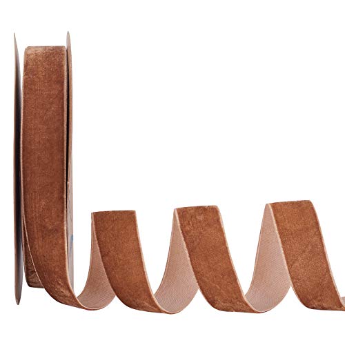 arricraft 20 Yards Ã— 1 Inch Single Side Velvet Ribbon, Satin Ribbon Roll for Wedding, Gift Wrapping, Hair Bows, Flower Arranging, Home Decorating ( Brown )