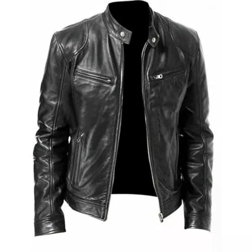 Men's Real Leather Jacket Biker Motorcycle Cafe Racer Vintage Retro Bomber Winter Black Genuine Leather Jacket