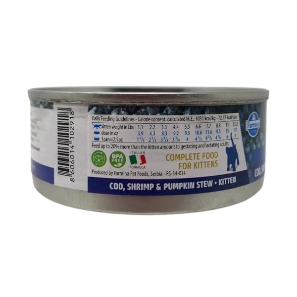 Farmina N&D Ocean Kitten Pastete Katzenfutter(Nassfutter, mit hochwertigen Vitaminen und natürliche Antioxidantien, ohne Mais, Zutaten: Thunfisch, Kabeljau, Garnelen und Kürbis, Portionsgröße: 70 g) – Bild 4