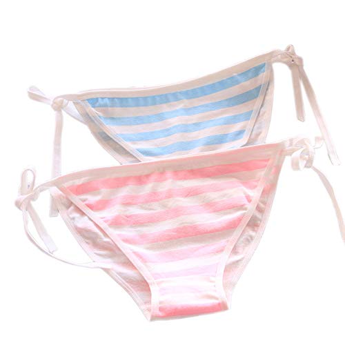Cute Japanese Style Blue & pink Stripe Panties Bikini Cosplay Cotton Underwear Bandage Anime Free...