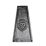 Silver Lion Cast Aluminum Downspout Gutter 24 in. Splash Block Dimensions are: 24" L x 11.5"W x 3"H, 7.5 lbs Constructed from rust proof heavy cast aluminum Splash block adds a unique style while keeping your home safe from water Angled with the perf...