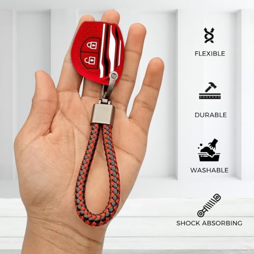 Image of Keycept Tristar Key Cover for Suzuki Swift, Dzire, Ertiga, Baleno, Grand Vitara, Celerio, WagonR, Brezza, Scross, Fronx, Jimny, Ignis (2 Button Remote Key )(Type 6, Red)