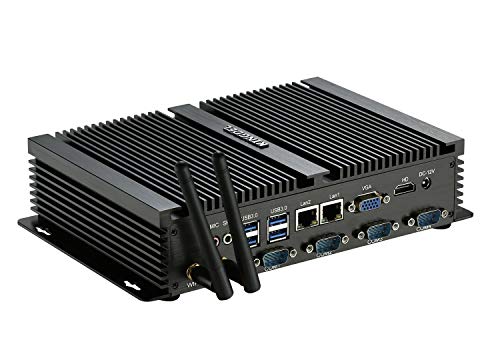 Image of KINGDEL Fanless Mini Desktop Computer Nettop with Celeron Dual Core CPU, 8GB RAM, 256GB SSD, HD Graphics, 2*NICs, 4*USB 3.0, 4*COM RS232, HD Port
