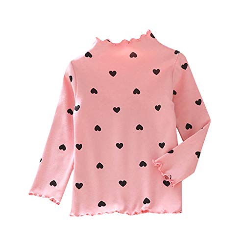 Toddler Girl Valentine's Day Clothing Spring Long Sleeves Ruffle Mock Turtleneck with Cute Print Sweatshirt Pullover