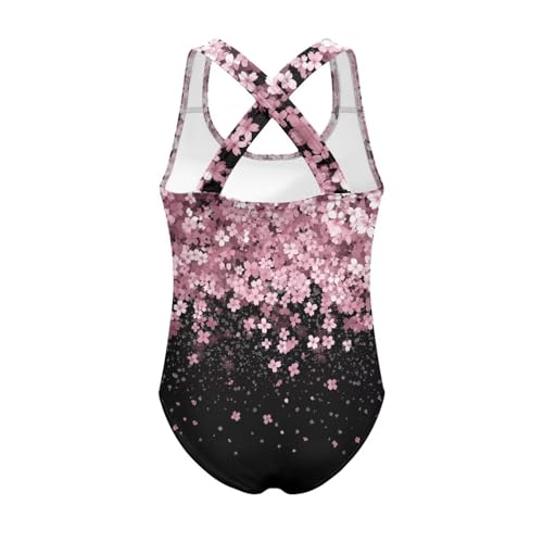 Image of Xpyiqun Swimsuit for Girls One Piece Bathing Suits Size 5-14 Sleeveless Swimwear Cross Shoulder Strap Swimming Wear