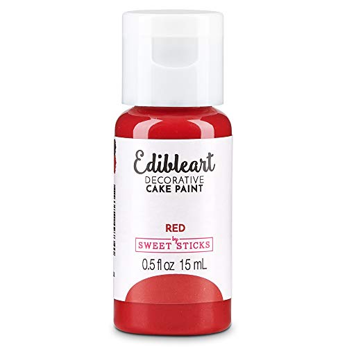 Icinginks - Sweetsticks Red Edible Art Decorative Cake Paint 15ml - Edible Art Paint, Edible Icing Paint, Decorative Cake Paint, Edible Food Coloring, Cake Paint (Metallic Red)