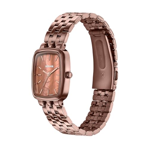 Image of Sonata Festive 2.0 Quartz Analog with Brown Dial Brown Sheet Metal Strap Watch for Women - 87108QM01