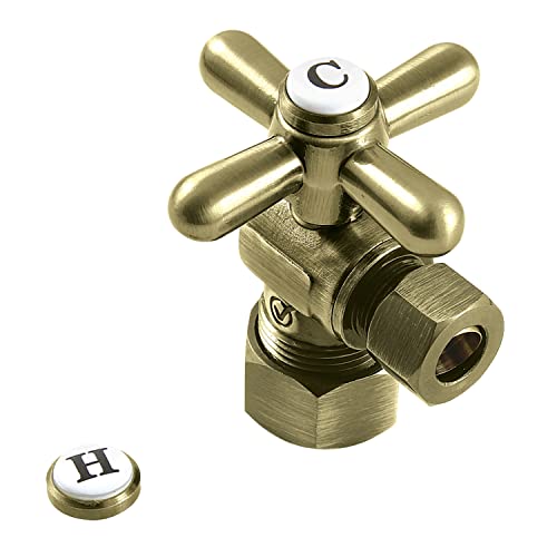 Vanne d'arrêt d'angle vintage Kingston Brass en laiton antique durable - 2