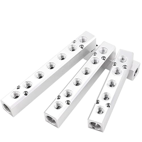Distribuidor de colector neumático de 3 vías y 6 puertos en aluminio con rosca de 1/2 Pt 6