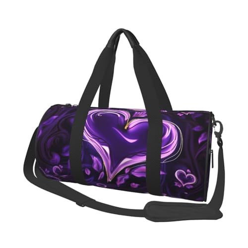 Sports Gym Bag for Women Men Travel Duffel Bag Tote Weekender Bag Carry on Overnight Bag for Travel Swimming Fitness Workout Sports Purple love Duffle Bag