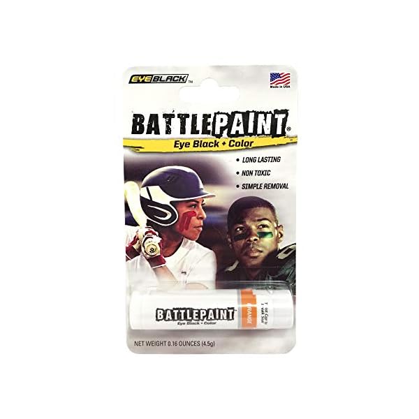 EyeBlack BattlePaint – Bright Colored Under Eye Black Grease for Pro Athletes and Super Sports Fans, Football, Baseball, Softball, Soccer, 1 Stick - Orange