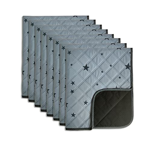 Image of RIOUSSI Washable Pee Pads for Dogs, Reusable, Absorbent, Leakproof, Non Slip Pet Puppy Pads for Potty Training. Gray Stars, 18x24 Inch(8pack)