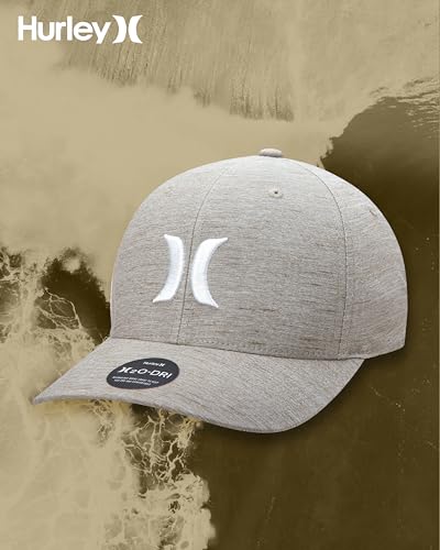 Image of Hurley Mens Baseball Cap - Moisture Wicking Curved Brim Flexfit Fitted Hats for Men with H2O-Dri Sweatband (Sizes: S-XL)