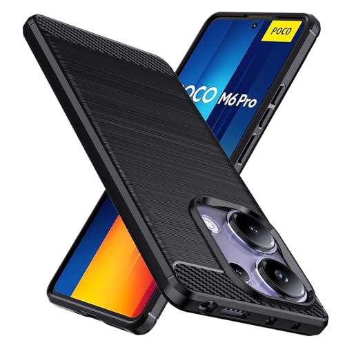 Natbok Poco M6 Pro 5G/Redmi 12 4G P[Xpɐ݌vꂽA_TPU [NуeNX`] [~] ϏՌ ~^[ ی op[ tHP[XAXiaomi Poco M6 Pro 5GpXP[XJo[ u