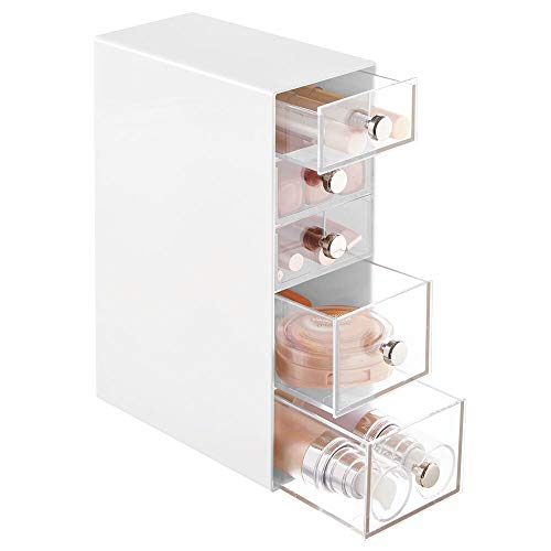 mDesign Plastic Makeup Storage Organizer for Bathroom Vanity, Cabinet, Counters - Holds Lip