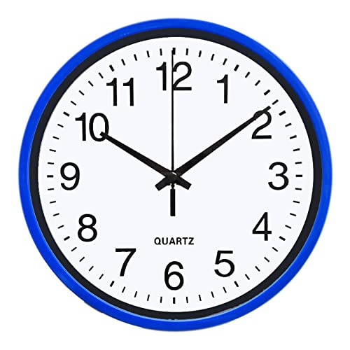 True Face Wall Clock Modern - Large Number Round Clock for Wall Clocks for Living Room, Kitchen Accessories, Home, Bedroom, School, Office Blue - E445
