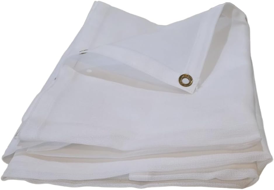 6'X30' (White) Heavy Duty Mesh Tarp Net Sail Sun Shade Awning and Fence Screen Patio and Canopy Cover