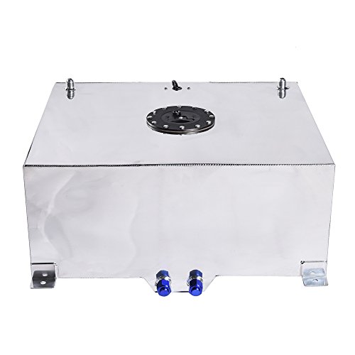 20 Gallon Fuel Cell Aluminum Fuel Tank 80L Universal Racing Street Drift Strip Fuel Gas Tank with Level Sensor - Silver