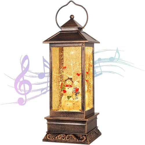 LSISOVO Christmas Snow Globe With Timer - Musical Reindeer Lantern, USB/Battery Powered Holiday Decor