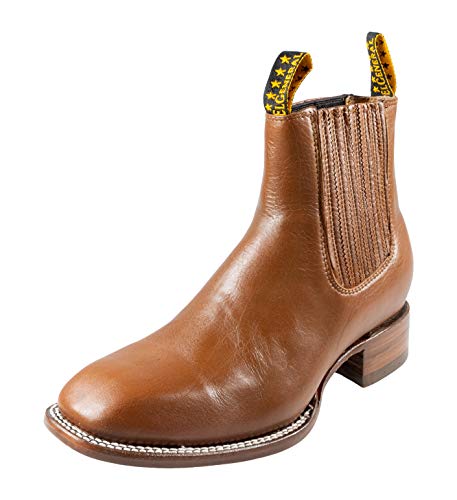 Western Cowboy El General Men's Ankle Boots Genuine Leather Nogal Botin Vaquero