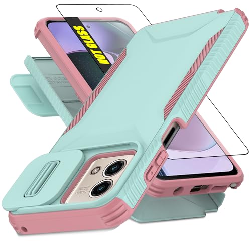 AWZHYDT for Moto G Stylus 5G 2023 Case with Slide Camera Cover, Cyan/Pink