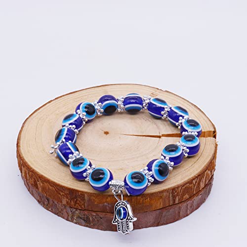 CJIAYUJEW 3pcs Evil Eye Bracelet Chakra Crystal Bracelets Set,Evil Eye Hamsa Blue Beaded Charm Stretch Bracelet for Blessing2