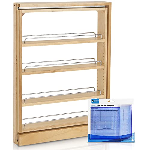 Rev A Shelf Pull Out Cabinet Organizer 432-BF-3C, Multi-Use 3-Inch Kitchen Cabinet Base Filler Wood with 3 Adjustable Shelves for Storage and Organizing, Installation Kit Included