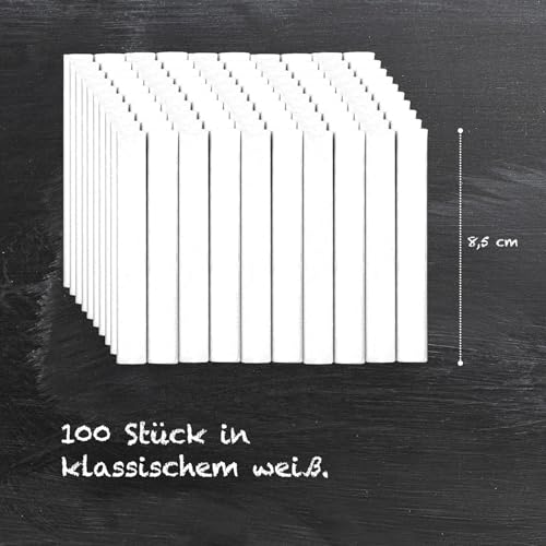 Westcott Kreide 100 Stück Weiss | Vorteilspack Tafelkreide mit 1,2cm ⌀ in deckendem Weiss | staubarm & leicht abwischbar | 8… – Ansicht 5