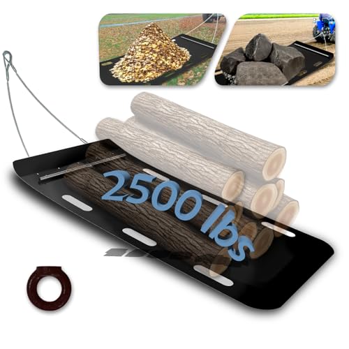 BUYYAH Yard Drag Sled 1/8 Thickened HDPE 4890 Upgraded Heavy Yard Drag Sled Suitable for Hauling Various Heavy Items Yard Debris Lumber Construction Materials Includes Two Steel Wire Ropes