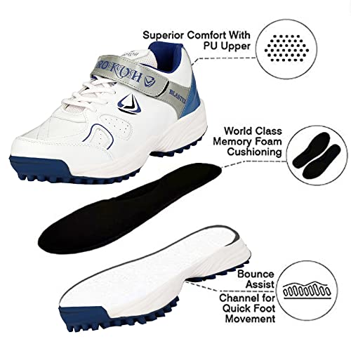 PRO KVH Men's Cricket Spikes Shoes | Extended Plus Series with Maximum Energy Return, Upgraded for New Generation of Cricket | Rubber Toe for Stability and Support