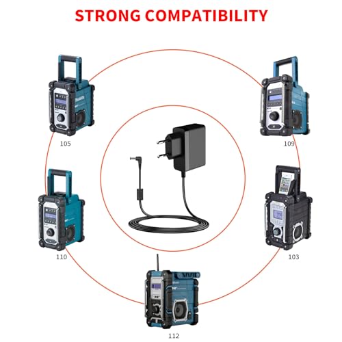 MEROM 12V Ladekabel Netzteil Kompatibel mit Makita Radio DMR BMR Ersetzen mit 112 110 109 108 107 106 105 104 103 102 101 100 Ladegerät