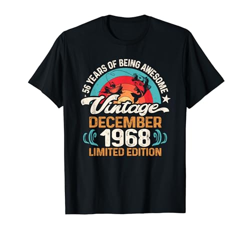Vintage 56 cumpleaños 56 pescadores de años nacidos en diciembre 1968 Camiseta