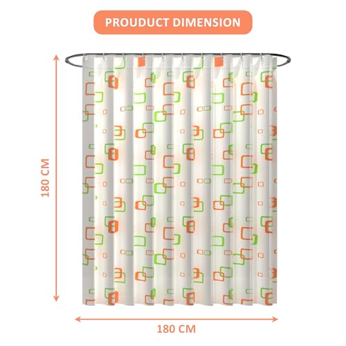 Image of Kuber Industries Washable Bathroom Shower Curtain 6 Feet with 12 Plastic Hooks | Quick-Drying & Easy to Clean Washroom| JY-1-4 | Multicolor - Blocks