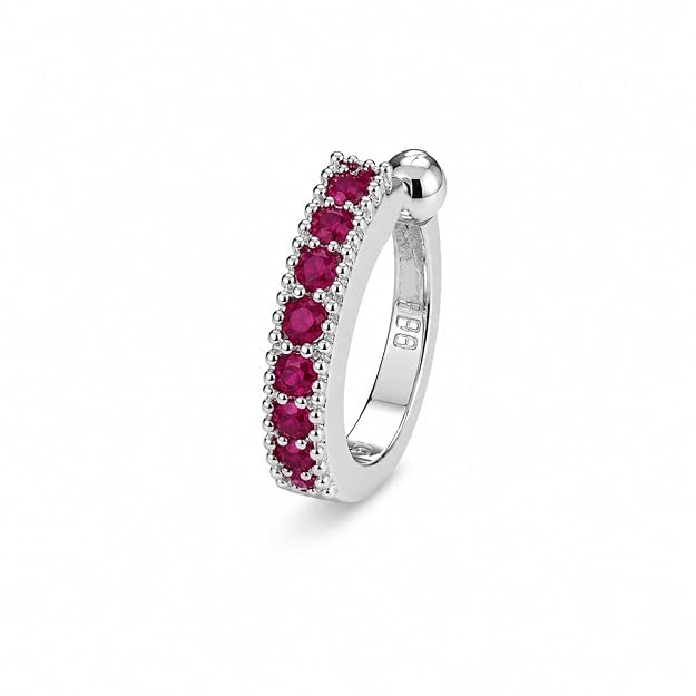 PLUS Jewellery CHARMING Silver Finish Pink Stone Half Hoop Adjustable Nose Pin | Press-On Nose Ring | Without Piercing | Nathiya | Sania Mirza Nose Pin| For Women & Girls-image-19