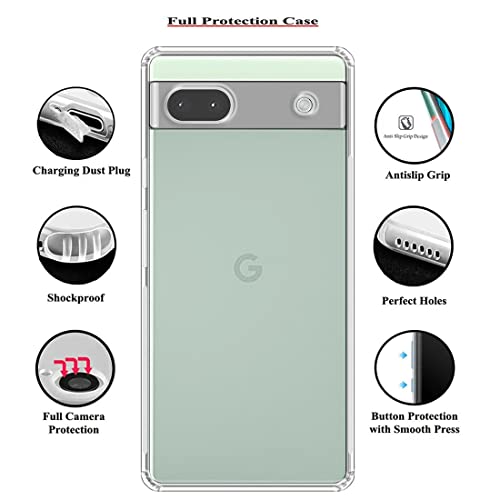Image of Slim Soft Silicon *Anti Dust Plug* Shockproof Transparent TPU Back Case Cover for Google Pixel 6a 5G - Clear