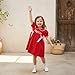 Owl's-Yard Toddler Girls Valentine's Day Dress Fashionable Short Sleeve Doll Collar Letter Embroidery Ribbon Bow Dress (A-Red, 3-4 Years)