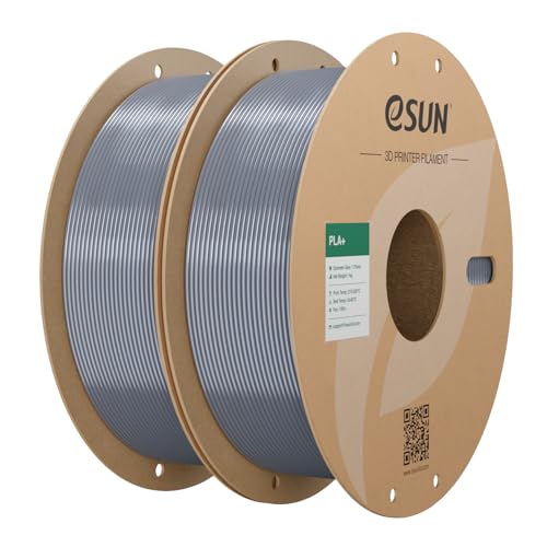 Image of eSUN PLA+ Filament 1.75mm, 3D Printer Filament PLA Plus, Dimensional Accuracy + /- 0.03mm, 1KG per Spool, 2 Spools 3D Printing Filament, Silver