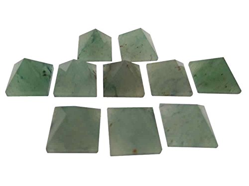 WholeGemShop Beautiful Lot of 10 Pieces Green Aventurine Gemstone Pyramids Crystal Reiki Vaastu Healing