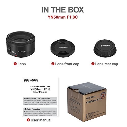 Image of YONGNUO YN50mm F1.8, Standard Prime Auto Focus Lens for Canon Full Frame SLR EF Mount Cameras Black