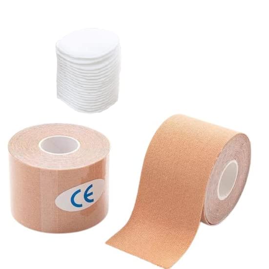 Women’s Cotton Breast Lifting Tape Waterproof Sweat-proof Invisible Adhesive Bra Tape with 10 PCS Cotton Nipple Cover 5 Meter-image-7