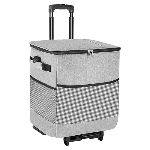 Dopsyesn con Ruedas y Asa | Bolsa Térmica con Ruedas | Caja Aislada Reutilizable Portátil para Viajes Camping Playa Fiesta Picnic Excursiones Exteriores
