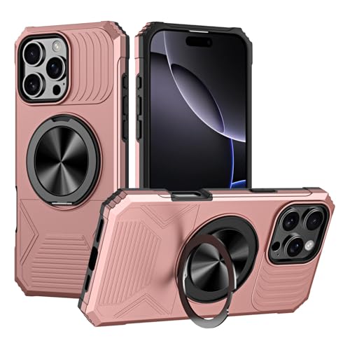 Coque rigide iPhone 16 Pro silicone anneau magnétique antichoc Rose Gold